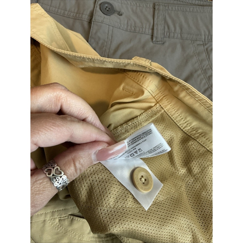 2 Eddie Bauer Womens Cargo Hiking Golf Shorts Sz 14 Gray Khaki - Picture 14 of 16